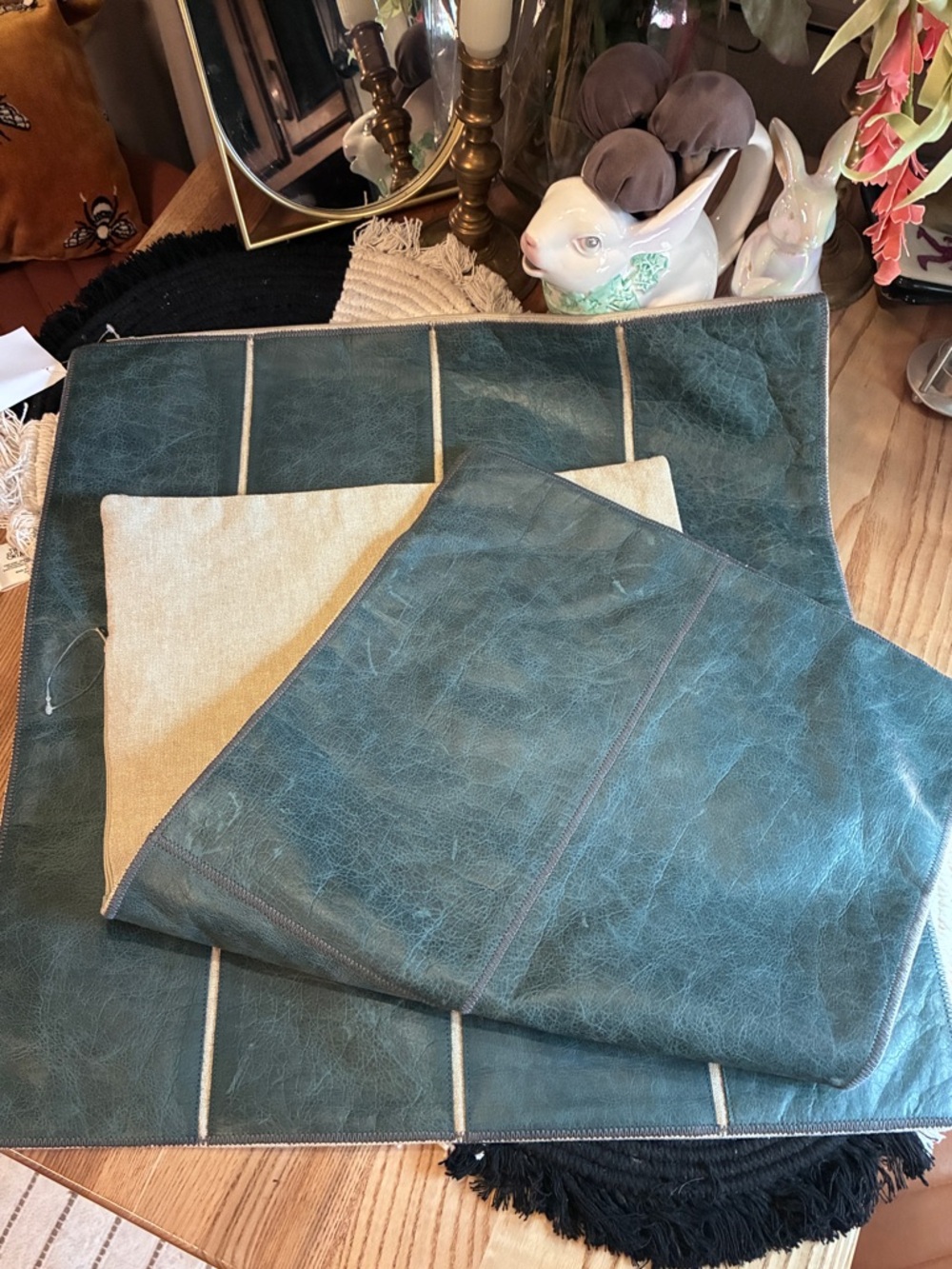 Two synthetic leather pillow covers large!